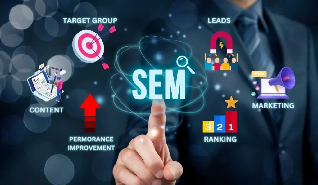 Search engine marketing SEM strategy with online advertising analytics